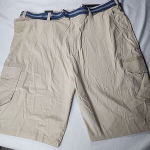 Kenneth‎ Cole Mens 48 Mobility Tech Cargo Shorts Khaki Stretch Belted KSXH71CKHB